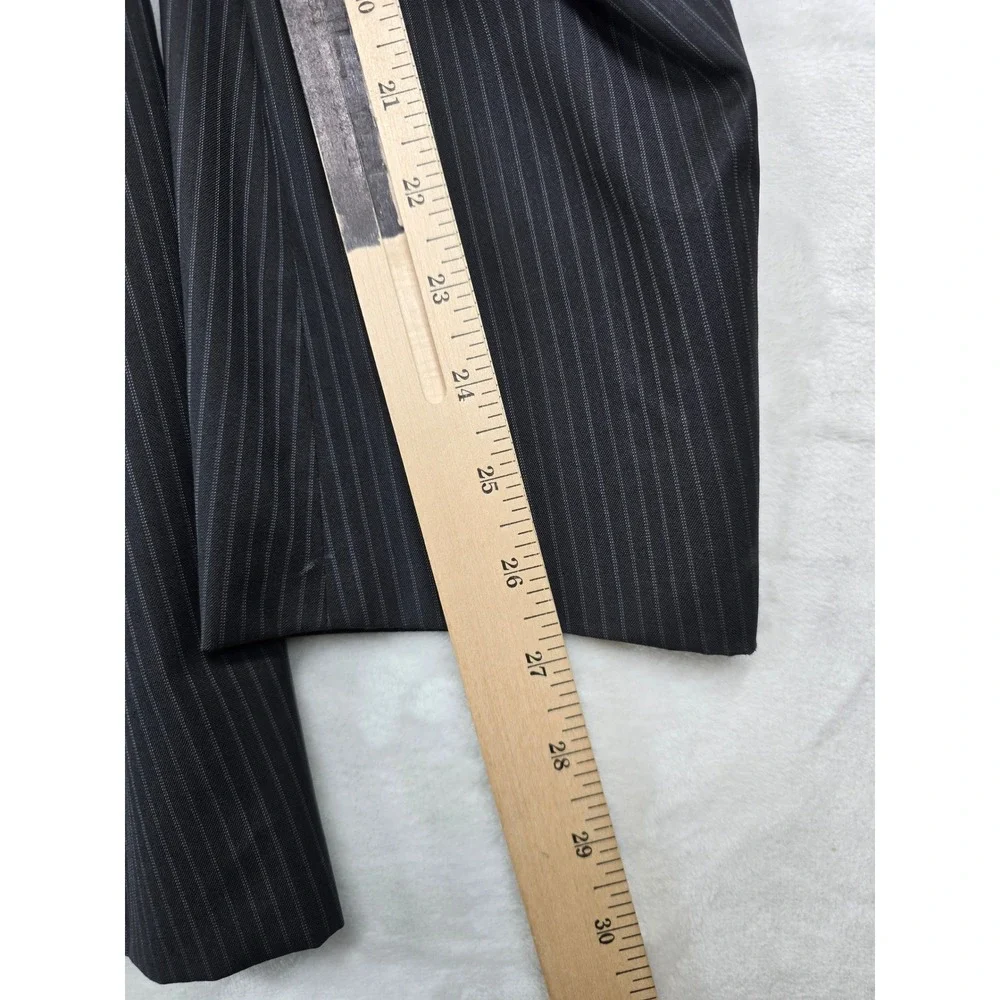 Banana Republic Wool Silk Blazer Mens 46L 46 Charcoal Gray Pinstripe Suit Jacket